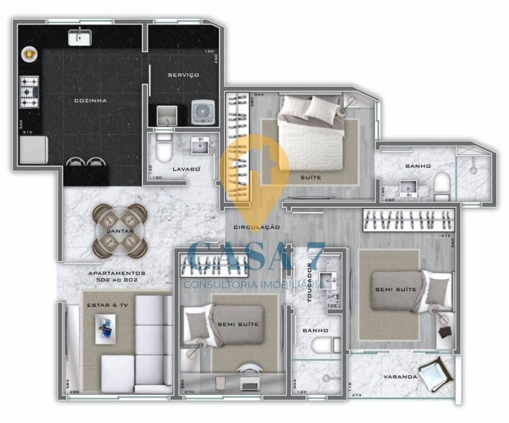 Apartamento à venda com 3 quartos, 178m² - Foto 2