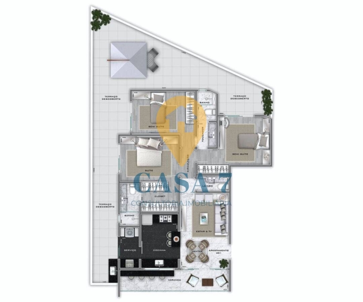 Apartamento à venda com 3 quartos, 178m² - Foto 3