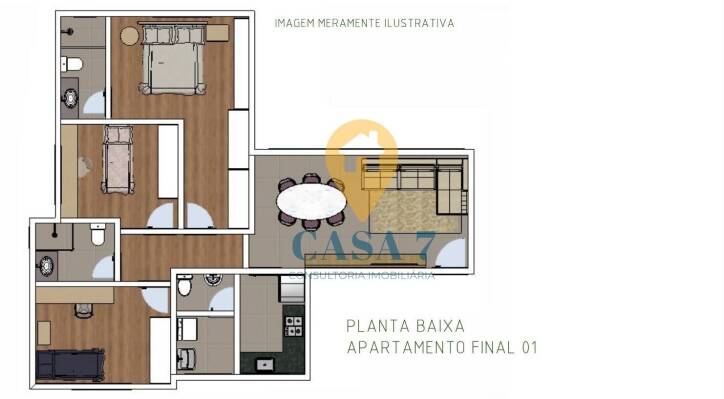 Apartamento à venda com 3 quartos, 124m² - Foto 2