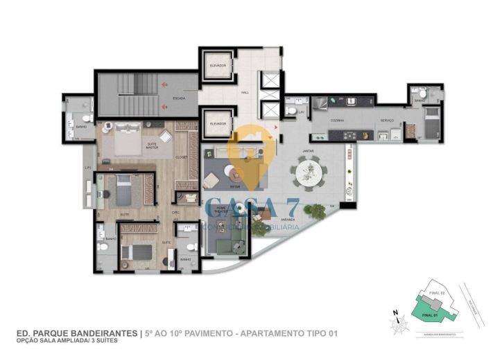 Apartamento à venda com 4 quartos, 150m² - Foto 1