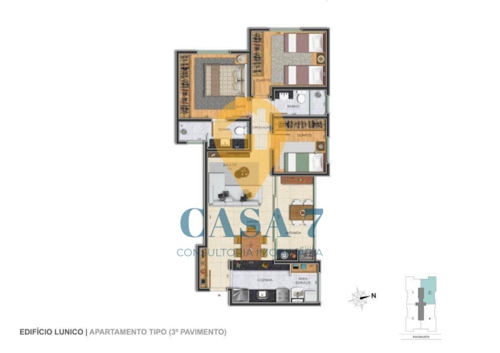 Apartamento à venda com 3 quartos, 74m² - Foto 7