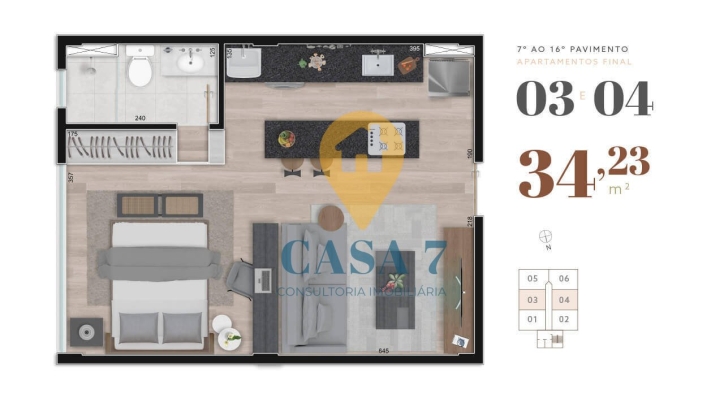 Apartamento à venda com 1 quarto, 37m² - Foto 3