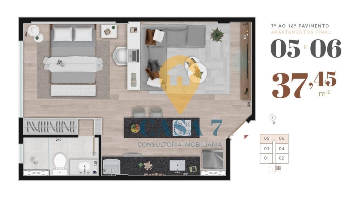 Apartamento à venda com 1 quarto, 37m² - Foto 7